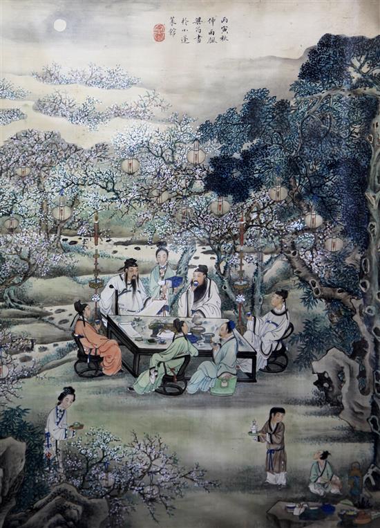 A Chinese painting on silk, 19th century, 66cm x 47cm